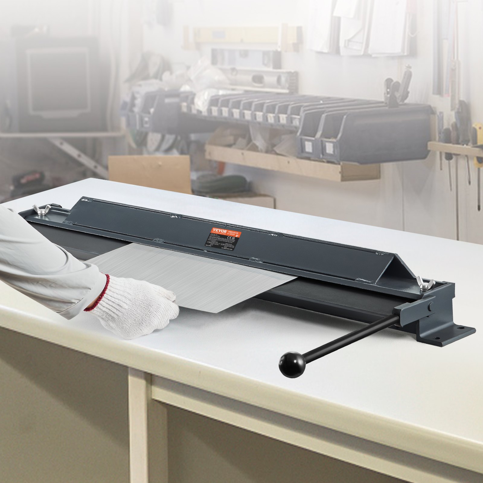 VEVOR Freno de caja y sartén, 48 pulgadas, 0-130 grados, freno de doblado de chapa de metal, mini dobladora de metal portátil con mango eléctrico de capacidad de aluminio de calibre 20 de acero bajo en carbono de calibre 14, para doblar metal