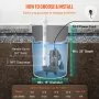 VEVOR Bomba sumergible para aguas residuales, 3/4 HP, 5880 GPH, 1050 W, hierro fundido duradero, incluye salida de 2" e interruptor de flotador de 10 pies, probado por UL para seguridad, ideal para tanques sépticos, sótanos