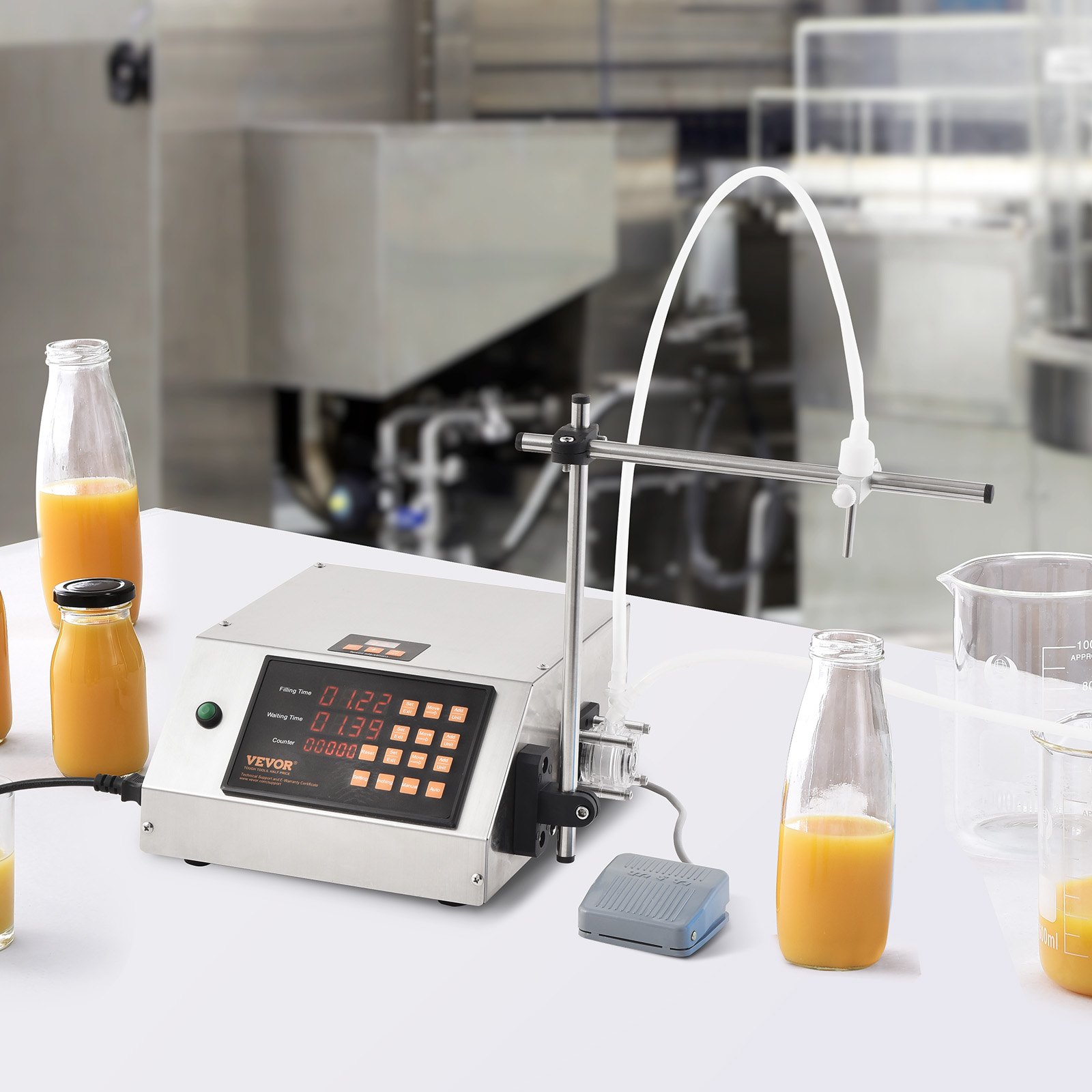 Llenadora de líquidos VEVOR, capacidad de llenado de 5-650 ml, llenadora automática de botellas, embotelladora con bomba peristáltica y control digital para leche, agua, vino, bebidas y salsa de soja (boquilla única)