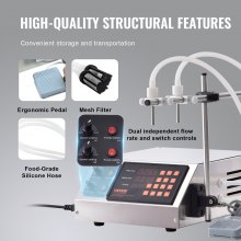 VEVOR Máquina de llenado de líquidos, capacidad de llenado de 10-4000 ml, máquina llenadora automática de botellas, máquina embotelladora, control digital para leche, agua, vino, bebidas, salsa de soja, vinagre, alcohol (boquilla doble)