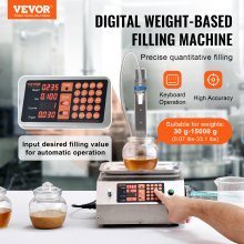 VEVOR Máquina llenadora de líquidos, capacidad de pesaje de 30-15000 g, máquina llenadora automática de botellas, máquina embotelladora, control digital para leche, agua, aceite, vino, bebidas, detergente, champú (boquilla única)