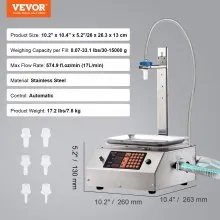 VEVOR Máquina llenadora de líquidos, capacidad de pesaje de 30-15000 g, máquina llenadora automática de botellas, máquina embotelladora, control digital para leche, agua, aceite, vino, bebidas, detergente, champú (boquilla única)
