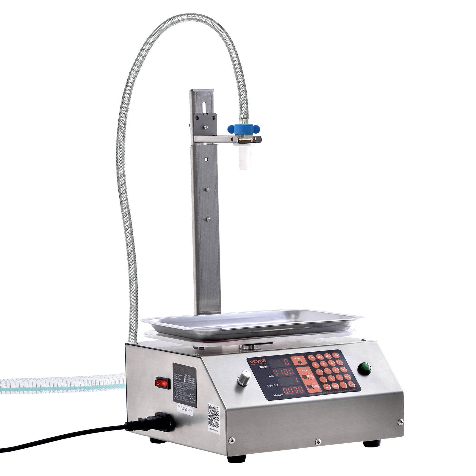 Llenadora de líquidos VEVOR, capacidad de pesaje de 30-15 000 g, llenadora automática de botellas con control digital para leche, agua, aceite, vino, bebidas, detergente y champú (boquilla única)