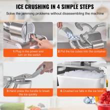 VEVOR Picadora de hielo Maquina de hielo Máquina de cono de nieve comercial de 110 V de 500 lb/h máquina de hielo raspado eléctrica con cuchillas