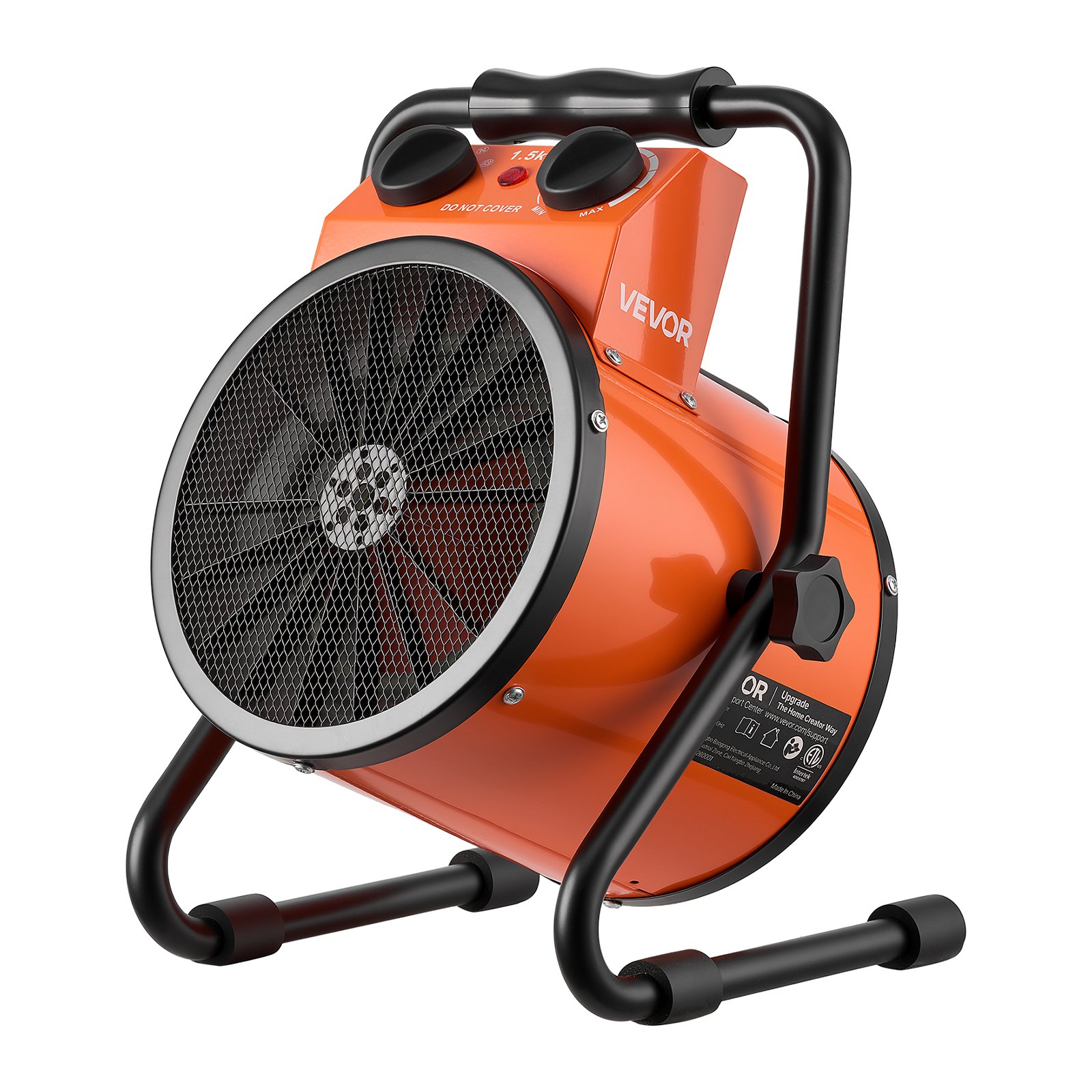 Calefactor para invernadero VEVOR, calefactor eléctrico de 1500 W con termostato, elemento calefactor tubular, ángulo ajustable de 25°, protección IPX4 y contra sobrecalentamiento, ideal para carpas de cultivo, invernaderos, salas de flores y oficinas en casa.