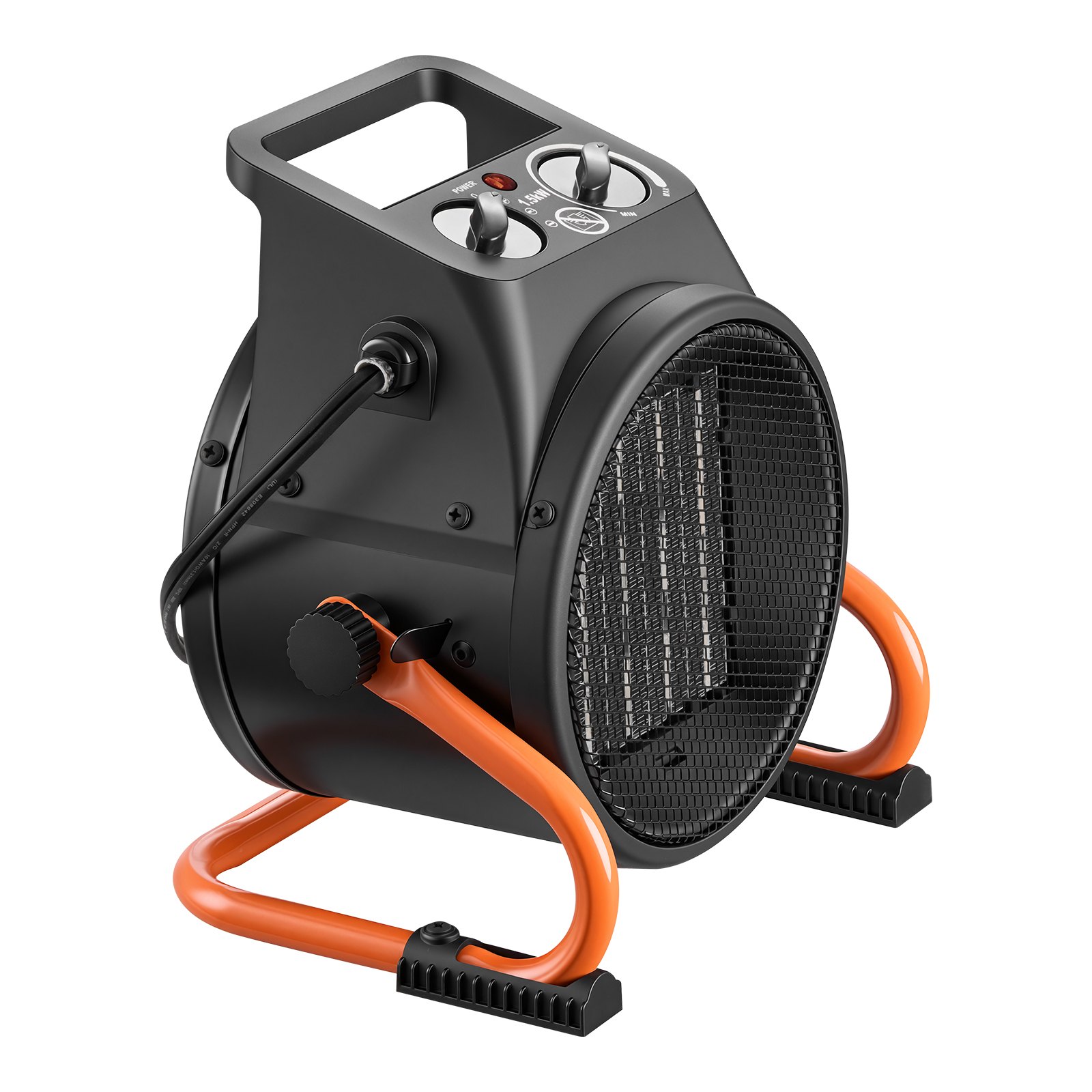 Calefactor para invernadero VEVOR, calefactor eléctrico PTC de 1500 W con termostato, ventilador, modos de calor bajo y alto, ángulo ajustable de 15°, protección contra sobrecalentamiento, para carpa de cultivo, invernadero, sala de flores, oficina en casa