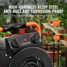 Calentador de invernadero VEVOR con termostato, 1500 W de calentamiento rápido con protección contra sobrecalentamiento, 2 velocidades para armario de cultivo pequeño, ventilador calefactor eléctrico portátil para invernadero, sala de flores y lugar de trabajo.