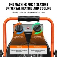 Calentador de invernadero VEVOR con termostato, 1500 W de calentamiento rápido con protección contra sobrecalentamiento, 2 velocidades para armario de cultivo pequeño, ventilador calefactor eléctrico portátil para invernadero, sala de flores y lugar de trabajo.
