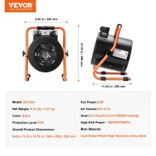 Calentador de invernadero VEVOR con termostato, 1500 W de calentamiento rápido con protección contra sobrecalentamiento, 2 velocidades para armario de cultivo pequeño, ventilador calefactor eléctrico portátil para invernadero, sala de flores y lugar de trabajo.