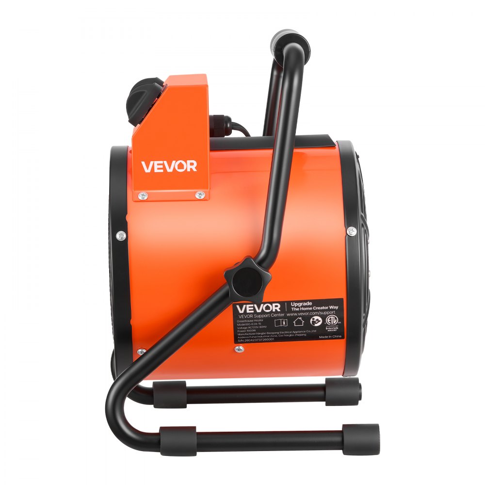 Calefactor para invernadero VEVOR, calefactor eléctrico de 1500 W con ventilador y modos de alta potencia, protección IPX4, ángulo ajustable de 25°, protección contra sobrecalentamiento, para carpas de cultivo, invernaderos pequeños, salas de flores, oficinas en casa