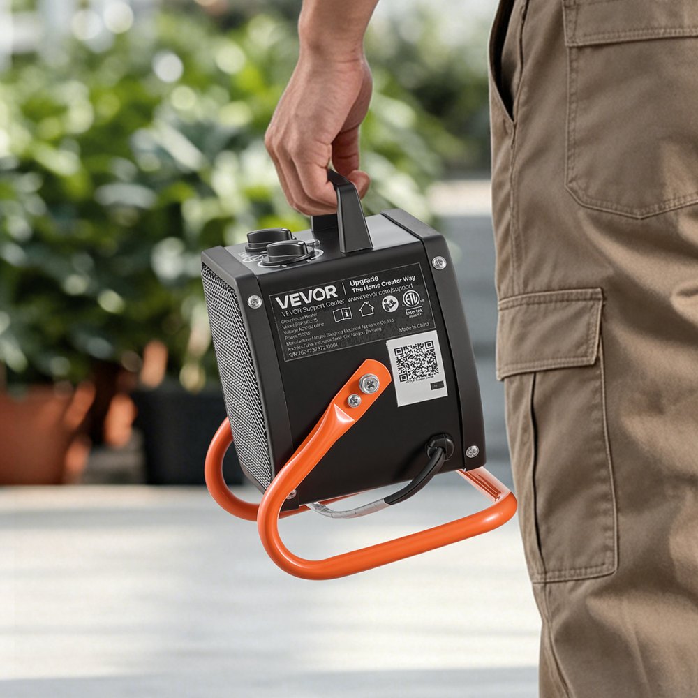 Calefactor para invernadero VEVOR, calefactor eléctrico PTC de 1500 W con ventilador, modos de calor bajo y alto, ángulo ajustable de 40°, protección contra sobrecalentamiento, portátil para carpas de cultivo, invernaderos pequeños, salas de flores, oficinas en casa