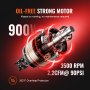 Compresor de aire ultra silencioso VEVOR con motor sin aceite de 900 W, 3500 rpm, 2,2 cfm a 90 psi, protección de 302 °F.