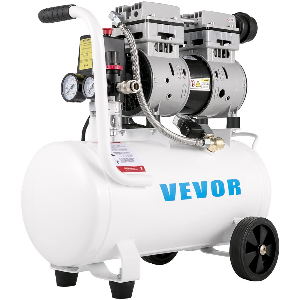 Compresor de aire VEVOR de 6.6 galones, compresor de aire portátil de 1 HP, compresor de aire sin aceite tanque de acero 750 W, compresor de aire tipo panqueque 115 PSI, compresor ultra silencioso para reparación del hogar, inflado de neumáticos