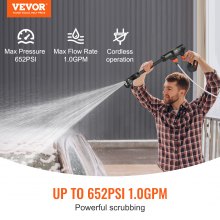 Hidrolavadora inalámbrica VEVOR, limpiadora portátil de alta presión de 652 PSI y 1,0 GPM, pistola para lavar autos con batería de 4,0 Ah, cargador, boquilla 6 en 1, para limpieza y riego de pisos y hogares
