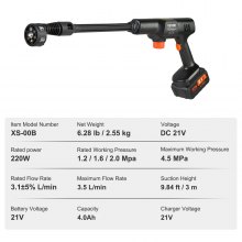 Hidrolavadora inalámbrica VEVOR, limpiadora portátil de alta presión de 652 PSI y 1,0 GPM, pistola para lavar autos con batería de 4,0 Ah, cargador, boquilla 6 en 1, para limpieza y riego de pisos y hogares