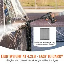 Hidrolavadora inalámbrica VEVOR, limpiadora portátil de alta presión de 580 PSI y 1,1 GPM, pistola para lavar autos con batería de 4,0 Ah, cargador, boquilla 6 en 1, para limpieza y riego de pisos y hogares