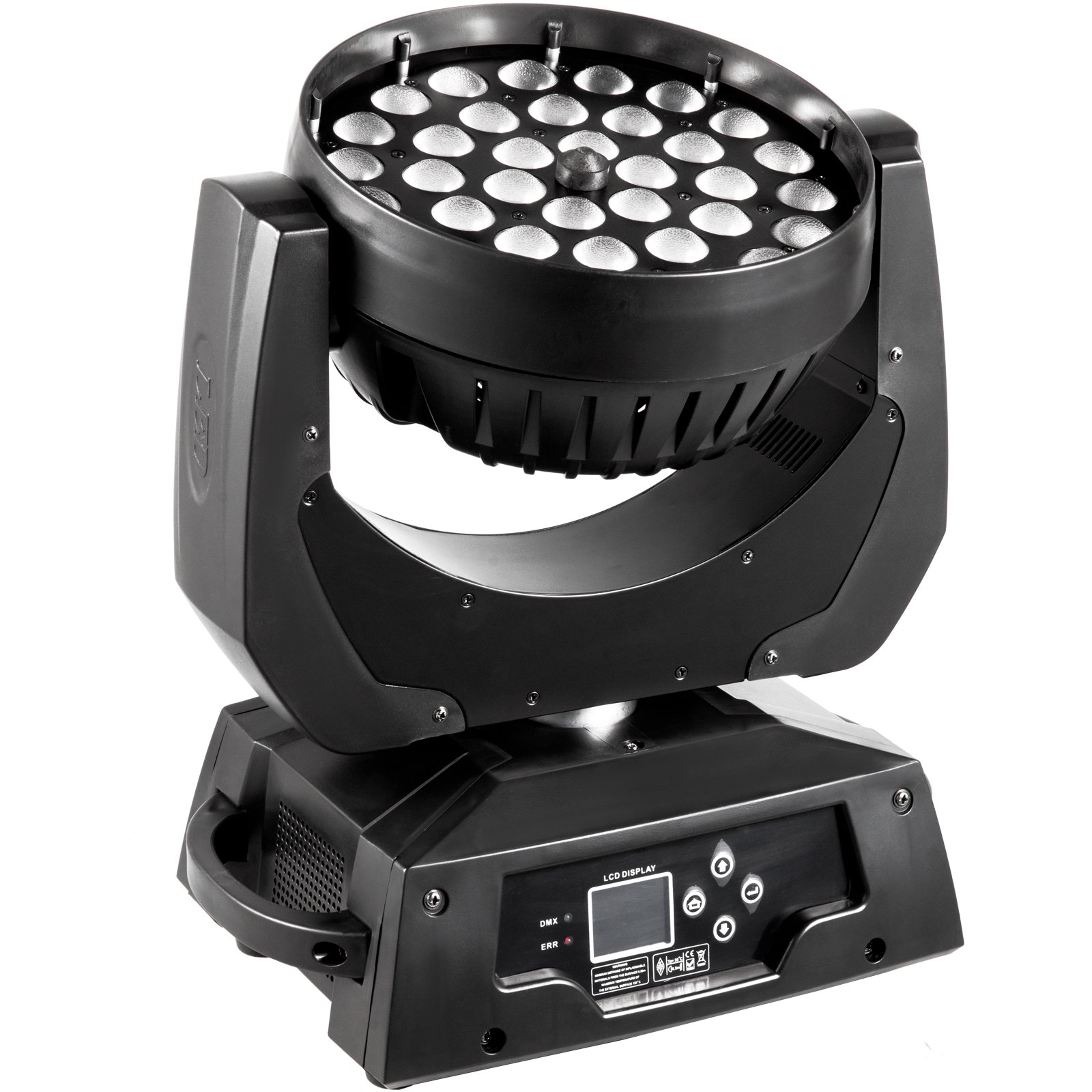 Luz de escenario LED VEVOR con matriz de lentes múltiples y panel de control.