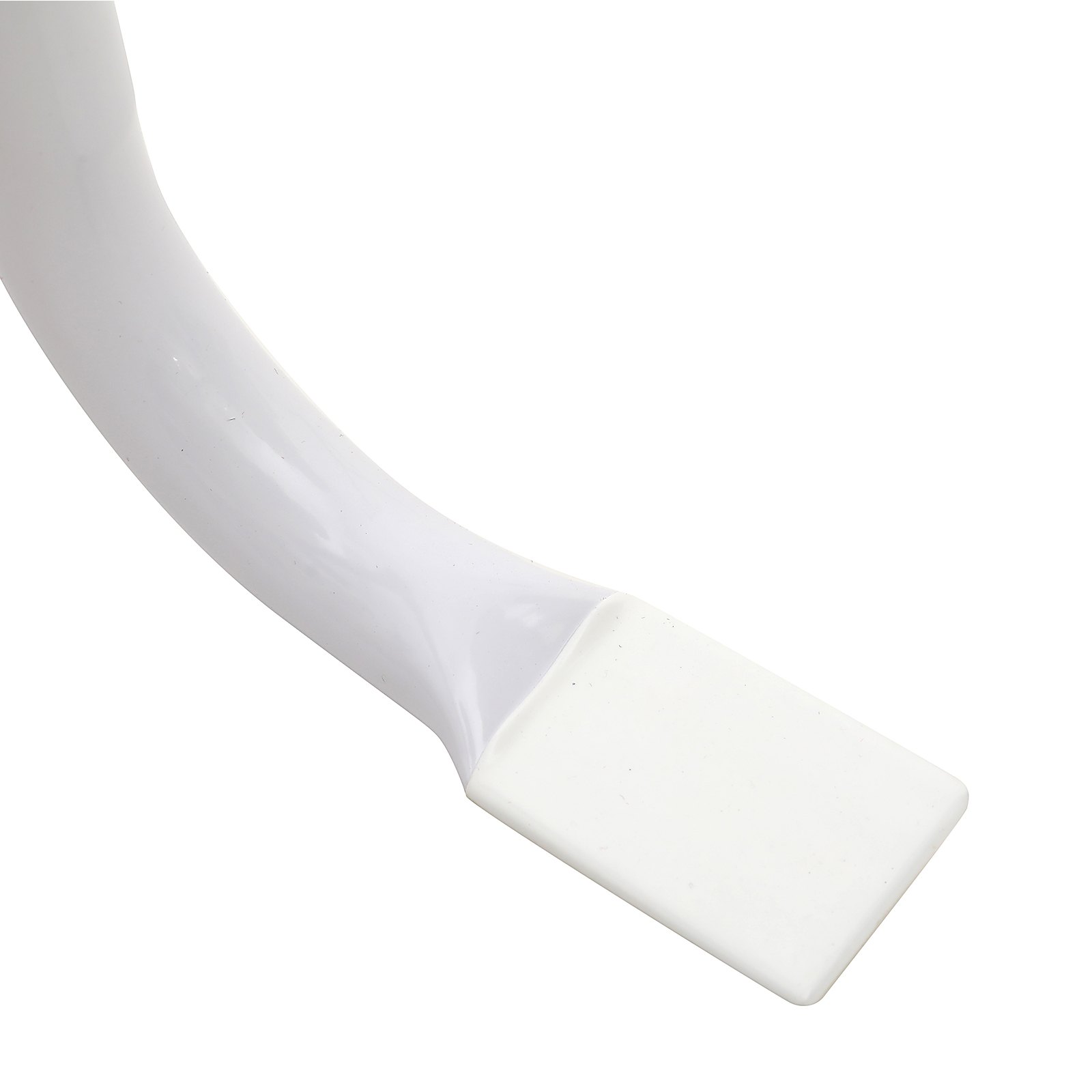 Barra de seguridad para inodoro VEVOR curvada de color blanco con base rectangular.