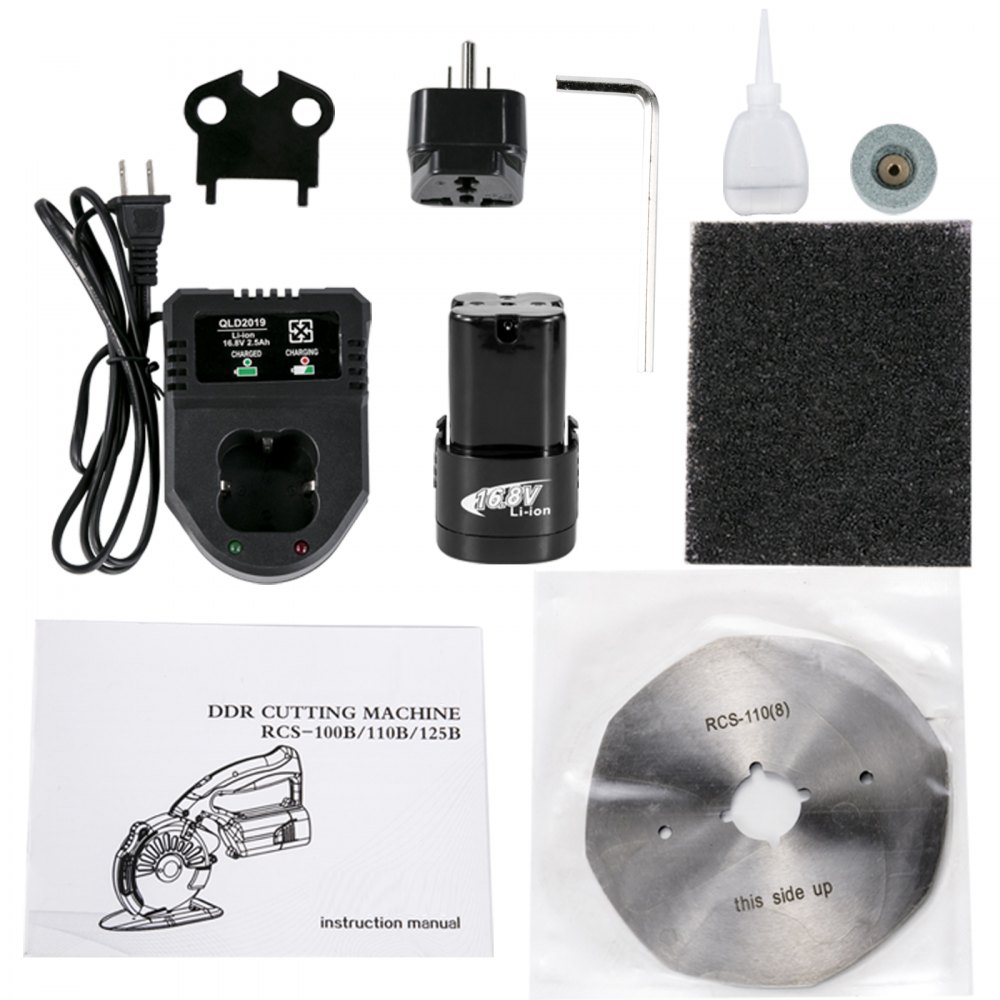 Cortador de tela VEVOR Cortador de tela rotativo de 100 mm Altura de corte de 27 mm Cortador rotativo eléctrico inalámbrico Motor de cobre con tijeras eléctricas de velocidad ajustable de bajo ruido para cortar tela y algodón