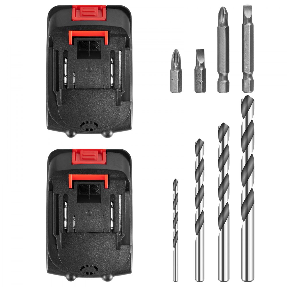 VEVOR Taladro inalámbrico, kit combinado de taladro inalámbrico de 20 V 2 Ah, taladro de impacto de portabrocas sin llave de 2/5 pulgadas, juego de destornilladores eléctricos con 2 velocidades, taladro inalámbrico sin escobillas 21+1 para mejoras del hog