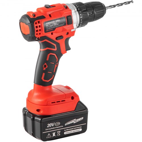 VEVOR Taladro Inalámbrico 20V 2Ah Taladro Percutor a Batería Sin Escobillas