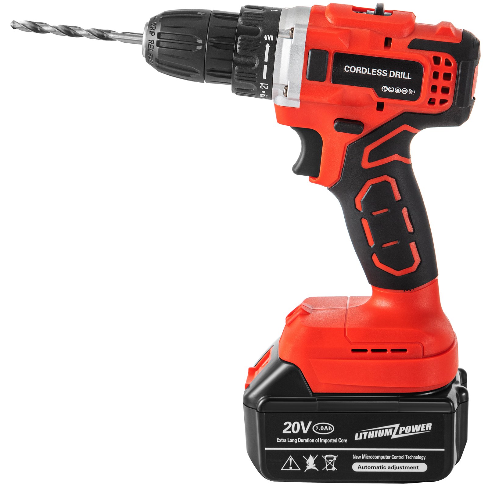 VEVOR Taladro Inalámbrico 20V 2Ah Taladro Percutor a Batería Sin Escobillas