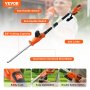 Cortasetos inalámbrico VEVOR de 20 V, cuchilla de acero de doble filo de 45 cm, kit de cortasetos de pértiga, batería de 20 V, cargador rápido incluido, diseño telescópico de 198 a 248 cm para ramas altas.