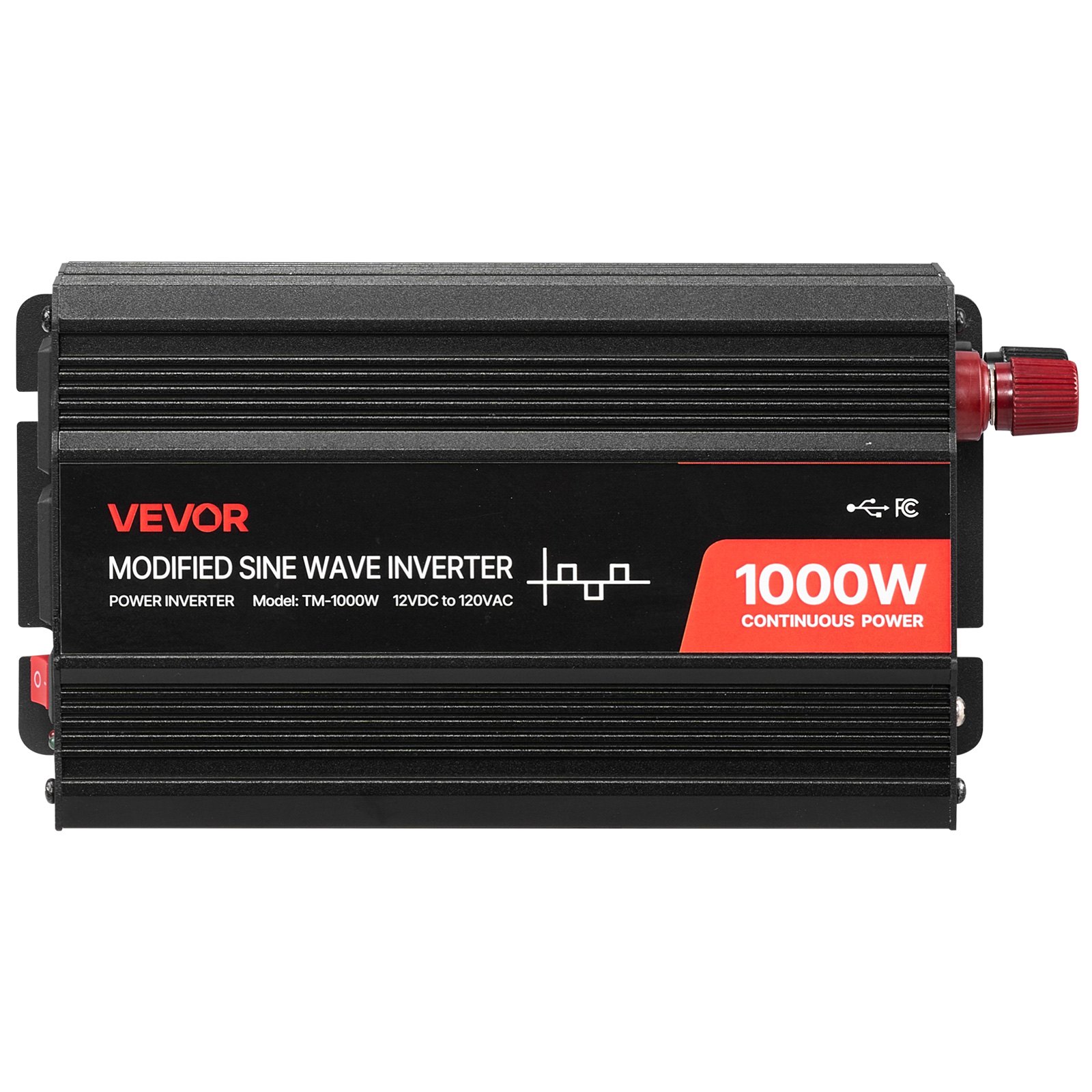 VEVOR 1000W Power Inverter, 12V DC to 120V AC Modified Sine Wave Inverter, Car Charger Converter with USB & Type-C Port, 2 AC Outlets, LED Indicator Light, Ideal for RV, Truck Outdoor Camping