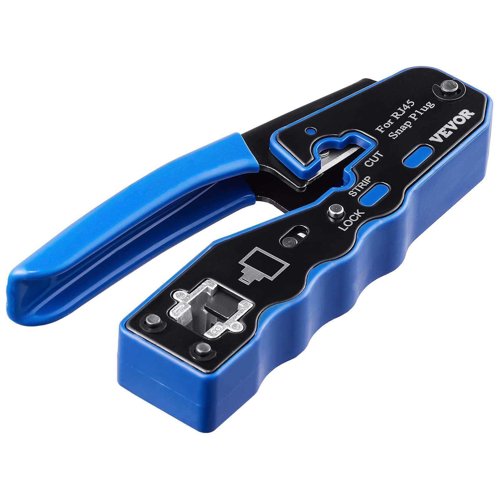VEVOR Kit de herramientas de engarzado RJ45, engarzador Ethernet de paso Cat5e/Cat6/Cat6a para enchufes modulares 8P8C con 20 conectores y 20 cubiertas, pelacables y probador de red