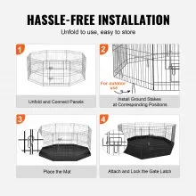 VEVOR Parque para perros, 8 paneles plegable de metal para ejercicios con almohadilla inferior, valla para mascotas de 24 pulgadas de alto, caseta para cachorros con estacas para el suelo, corral para