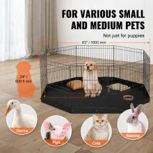 VEVOR Parque para perros, 8 paneles plegable de metal para ejercicios con almohadilla inferior, valla para mascotas de 24 pulgadas de alto, caseta para cachorros con estacas para el suelo, corral para