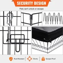 VEVOR Parque para perros, 8 paneles plegable de metal para ejercicios con cubierta superior, valla para mascotas de 24 pulgadas de alto, caseta para cachorros con estacas para el suelo, corral para perros para interiores y exteriores para mascotas pequeñas y medianas, para acampar, patio