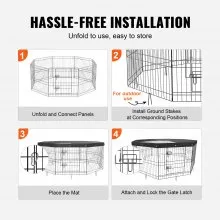 VEVOR Parque para perros, 8 paneles plegable de metal para ejercicios con cubierta superior, valla para mascotas de 24 pulgadas de alto, caseta para cachorros con estacas para el suelo, corral para perros para interiores y exteriores para mascotas pequeñas y medianas, para acampar, patio