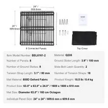 VEVOR Parque para perros, 8 paneles plegable de metal para ejercicios con cubierta superior, valla para mascotas de 24 pulgadas de alto, caseta para cachorros con estacas para el suelo, corral para perros para interiores y exteriores para mascotas pequeñas y medianas, para acampar, patio