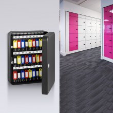 VEVOR Gabinete para llaves, Gabinete con cerradura para llaves de acero, Almacenamiento de llaves de acero Q235, Caja de almacenamiento para llaves montada en la pared, Caja organizadora para llaves negra para escuela, oficina, hotel, banco (120 posiciones)