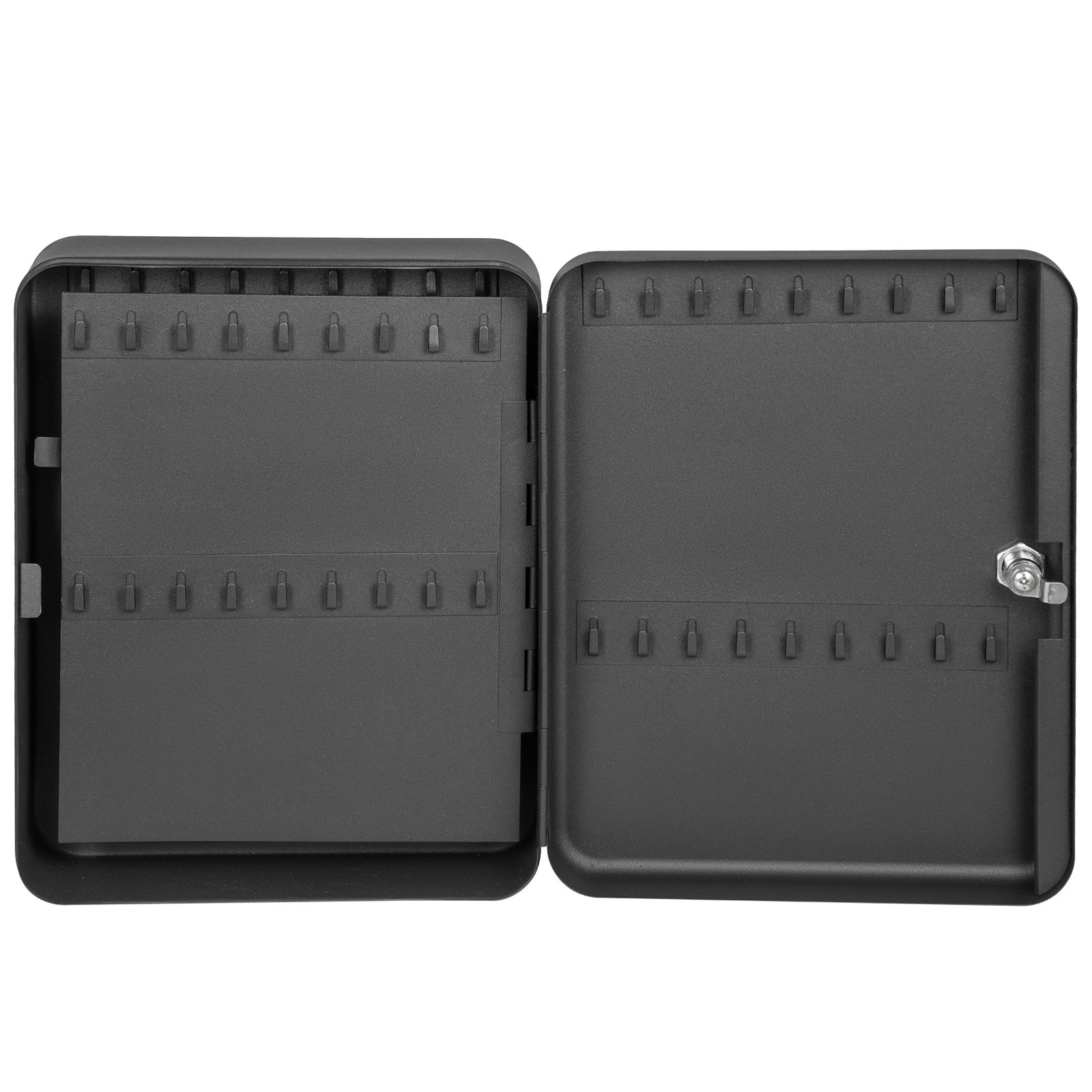 Gabinete para llaves VEVOR, 72 posiciones, caja de bloqueo de llaves de acero Q235 con 72 ganchos para llaves, etiquetas y 2 llaves, gabinete de almacenamiento de llaves para montaje en pared para oficina, hotel, banco, negro