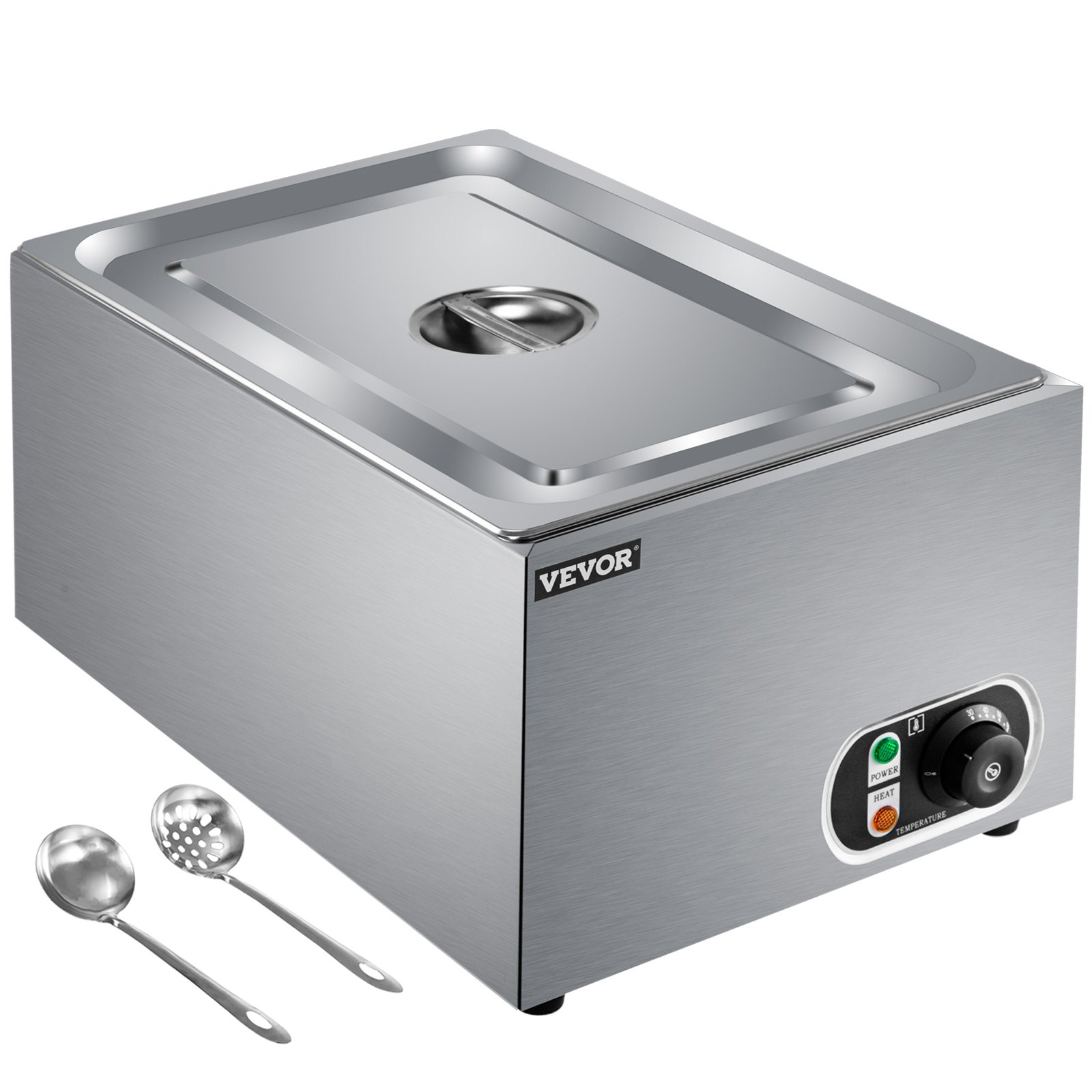 VEVOR Calentador de Comida Calentador Bufé 25,8 L Servidor de Bufé 1200 W de Acero Inoxidable 30-110℃