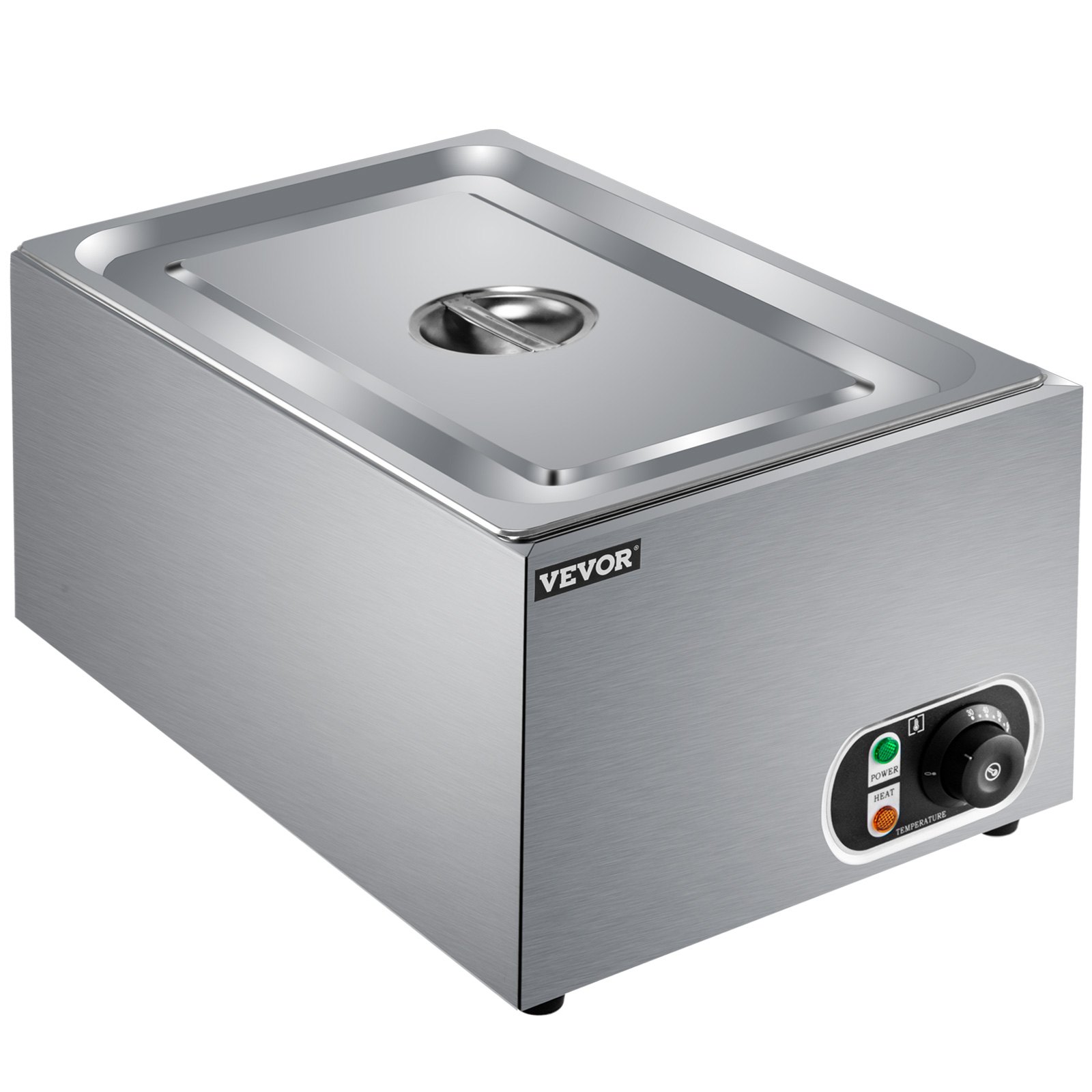 VEVOR Calentador de Comida Calentador Bufé 25,8 L Servidor de Bufé 1200 W de Acero Inoxidable 30-110℃