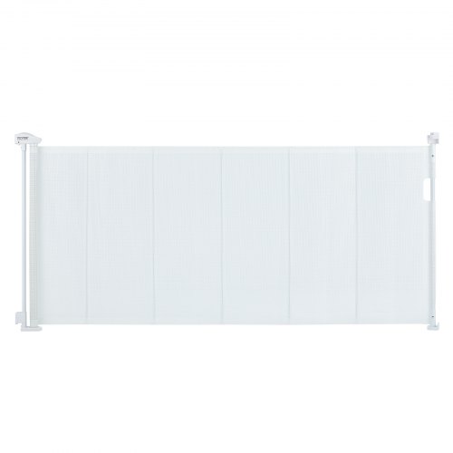 VEVOR Puerta retráctil para bebés, puerta para bebés de malla de 34,2 pulgadas de alto, se extiende hasta 76,8 pulgadas de ancho, puerta retráctil para niños o mascotas, puertas retráctiles para perros para escaleras interiores, puertas, pasillos, salas de juegos, color blanco
