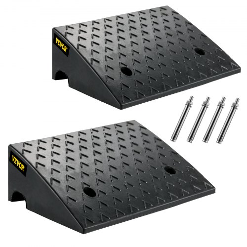 VEVOR Rampa de bordillo de goma, altura de elevación de 6 pulgadas, paquete de 2, rampas de umbral de capacidad de 6800 lbs/3 T de servicio pesado, rampas de entrada de 19 pulgadas de largo x 15 pulgadas de ancho con estructura de rejilla estable para automóviles, sillas de ruedas, bicicletas, motocicletas