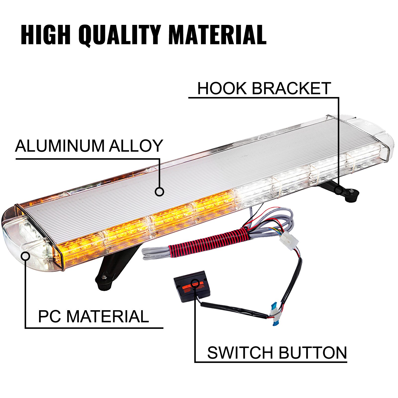 VEVOR Barra de Luz Estroboscópica 80 W Color de Ámbar y Blanco Faro de Peligro