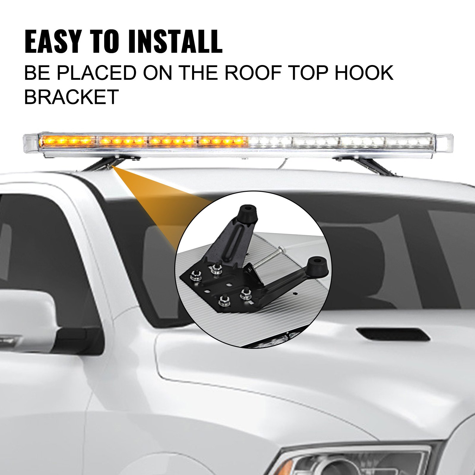 VEVOR Barra de Luz Estroboscópica 80 W Color de Ámbar y Blanco Faro de Peligro