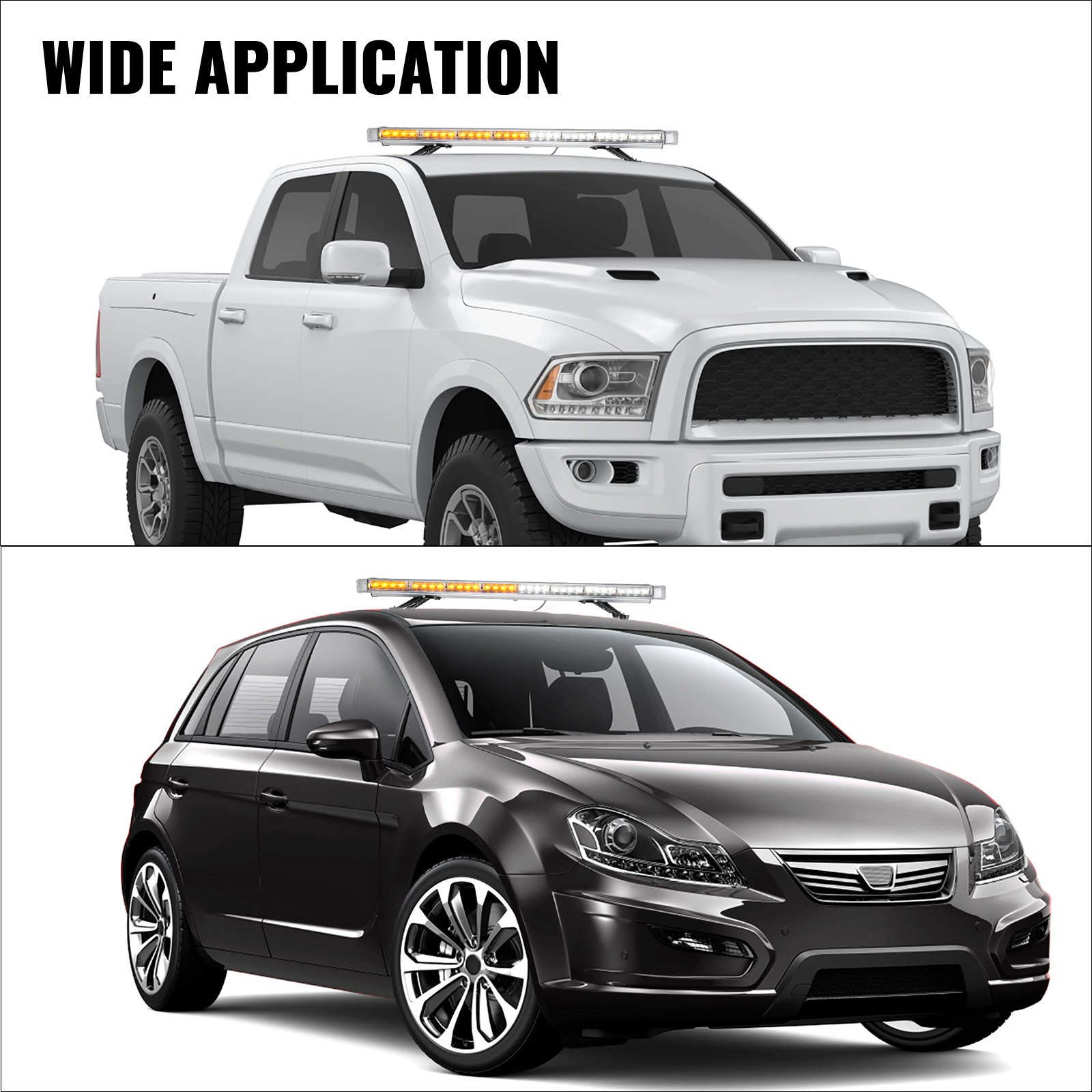 VEVOR Barra de Luz Estroboscópica 80 W Color de Ámbar y Blanco Faro de Peligro