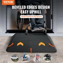 VEVOR Rampa de umbral de goma, puerta de rampa para silla de ruedas de 4 pulgadas, rampa de goma reciclada con capacidad de carga nominal de 33069 libras, rampa de goma con superficie texturizada antideslizante para silla de ruedas, coche, scooter