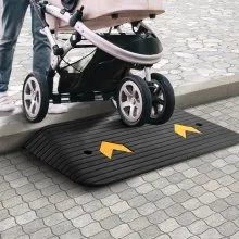 VEVOR Rampa de umbral de goma mejorada, rampa de puerta de elevación de 3 pulgadas con 1 canal, rampa de coche de goma natural con superficie texturizada antideslizante, rampa de bordillo de capacidad de carga de 33069 libras para silla de ruedas y scooter