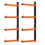 VEVOR Lumber Rack, 4-Tier 2-Pack 110 lbs per Tier, Foldable Wood Storage, Wall-mounted for Garages, Workshops, Warehouse, Heavy-Duty Cantilever Arms, 3-Level Adjustment, Steel, Orange & Black