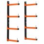 VEVOR Lumber Rack, 4-Tier 2-Pack 110 lbs per Tier, Foldable Wood Storage, Wall-mounted for Garages, Workshops, Warehouse, Heavy-Duty Cantilever Arms, 3-Level Adjustment, Steel, Orange & Black