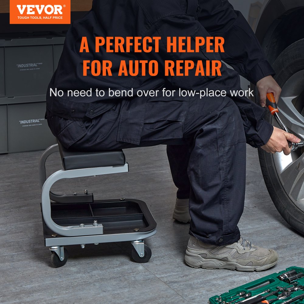 VEVOR Mechanics Garaje Taburete 250 LBS Mechanic Creeper Asiento debajo de la bandeja de herramientas del automóvil