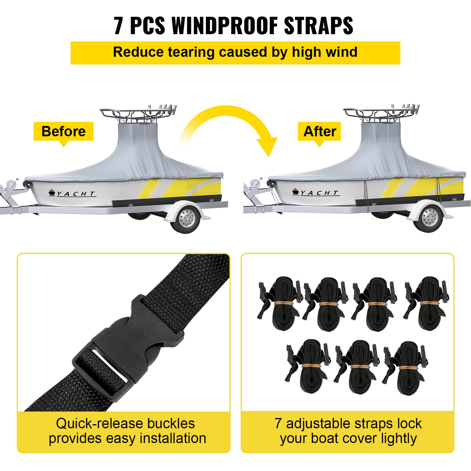 VEVOR T-Top Boat Cover, apto para barcos de 22'-24', Heavy Duty 600D Marine Grade Oxford Hard Top Cover, resistente a los rayos UV, impermeable, consola central, cubierta de barco con 2 postes de soporte y 7 correas a prueba de viento, gris