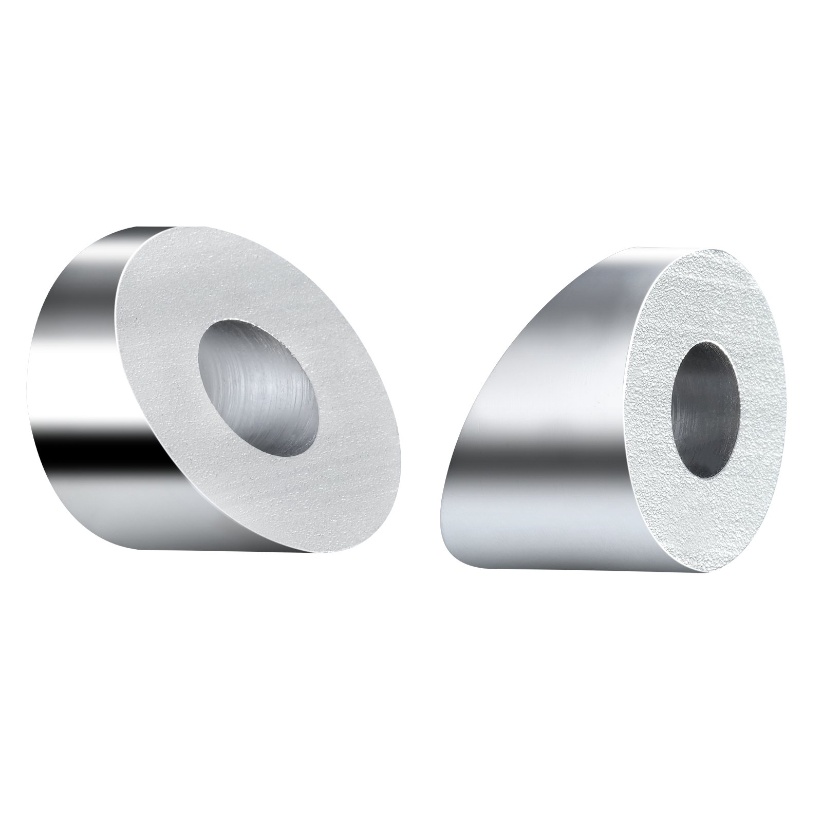 Accesorios de metal para el kit de barandilla de cable VEVOR, que presenta formas cilíndricas suaves con orificios centrales.